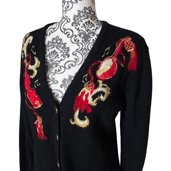 Vintage 90s Susan Bristol wool musical cardigan size medium - Picture 3 of 15